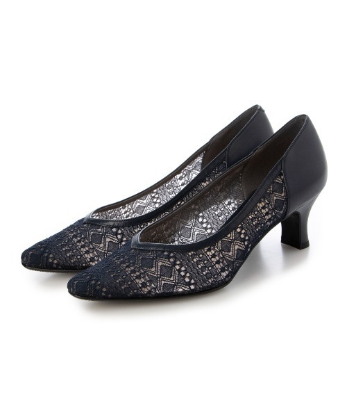 Riz raffinee(リズラフィーネ)の「Vカットレースパンプス(パンプス・レディース・ネイビー/ブラック/ベージュ/ラベンダー・24cm/23.5cm/23cm/22.5cm/22cm/24.5cm)」の4枚目の写真