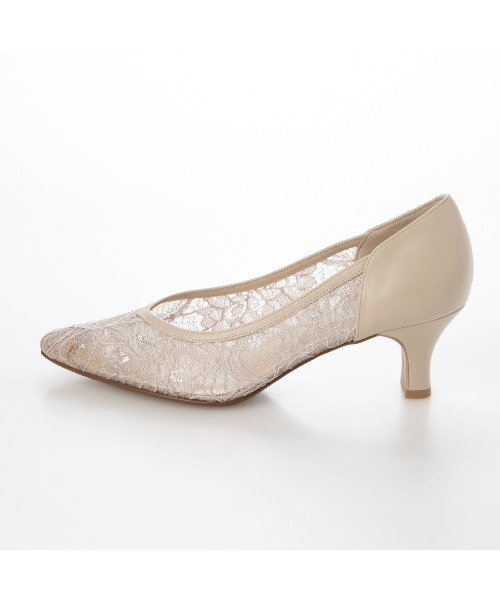 Riz raffinee(リズラフィーネ)の「Vカットレースパンプス(パンプス・レディース・ネイビー/ブラック/ベージュ/ラベンダー・24cm/23.5cm/23cm/22.5cm/22cm/24.5cm)」の5枚目の写真