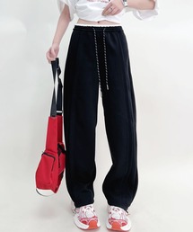 ドローストリングハイウエストワイドパンツ