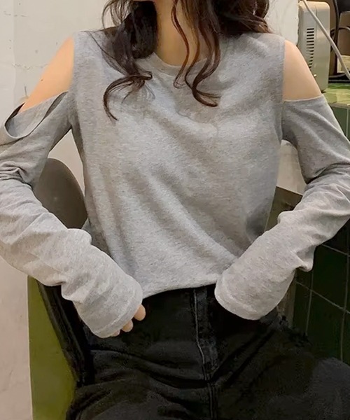 ALTROSE（アルトローズ）の「オープンショルダー トップス 肩出し 肌見せ（Tシャツ/カットソー・レディース・グレー/ブラック/ホワイト・FREE）」の13枚目の写真