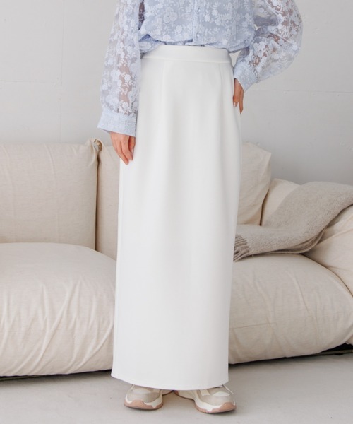 flower(フラワー)の「ライトリーニットスカート(スカート・レディース・アイボリー/チャコールグレー・FREE)」の1枚目の写真