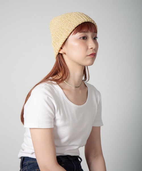 RACAL（ラカル）の「JP Paper Blend Melange Knit Watch / 和紙ブレンド目ランジニットワッチ（ニットキャップ/ビーニー・レディース・ブラウン/グレー/イエロー/オレンジ/グリーン・FREE）」の4枚目の写真