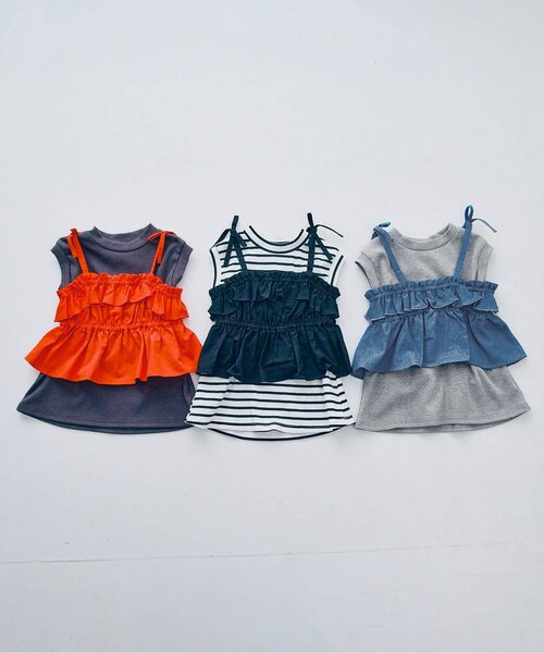 p.premier（ピードットプルミエ）の「【ジュニア対応】フリルビスチェ&トップスセット（Tシャツ/カットソー・キッズ・レッド/ブラック/ブルー・140/130/120/110/100/90/80）」の13枚目の写真