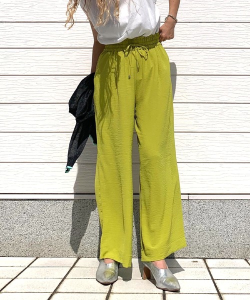 Q(キュー)の「麻調リラックスパンツ(その他パンツ・レディース・マスタード/オリーブ/ブラック・MEDIUM)」の7枚目の写真
