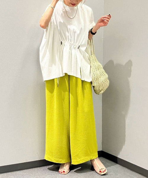 Q(キュー)の「麻調リラックスパンツ(その他パンツ・レディース・マスタード/オリーブ/ブラック・MEDIUM)」の9枚目の写真