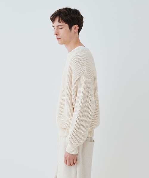 GALERIE VIE(ギャルリー ヴィー)の「フィッシャーマンズリブ クルーネックプルオーバー(ニット/セーター・メンズ・ホワイト/ネイビー・FREE)」の5枚目の写真