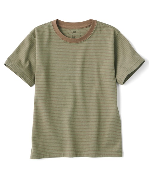 無印良品（ムジルシリョウヒン）の「キッズ　天竺編みクルーネック半袖Ｔシャツ　ボーダー（Tシャツ/カットソー・キッズ・ライトグレー系/ブラック系/カーキ系/イエロー系/ブルー系/パープル系/オレンジ系/グリーン系・110/120/130/140/150）」の4枚目の写真