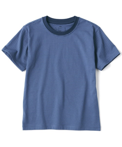 無印良品（ムジルシリョウヒン）の「キッズ　天竺編みクルーネック半袖Ｔシャツ　ボーダー（Tシャツ/カットソー・キッズ・ライトグレー系/ブラック系/カーキ系/イエロー系/ブルー系/パープル系/オレンジ系/グリーン系・110/120/130/140/150）」の5枚目の写真