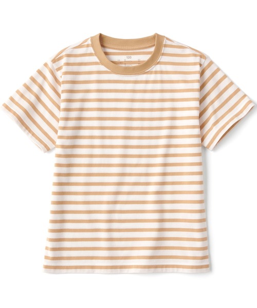 無印良品（ムジルシリョウヒン）の「キッズ　天竺編みクルーネック半袖Ｔシャツ　ボーダー（Tシャツ/カットソー・キッズ・ライトグレー系/ブラック系/カーキ系/イエロー系/ブルー系/パープル系/オレンジ系/グリーン系・110/120/130/140/150）」の7枚目の写真