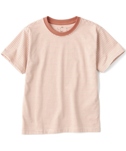 無印良品（ムジルシリョウヒン）の「キッズ　天竺編みクルーネック半袖Ｔシャツ　ボーダー（Tシャツ/カットソー・キッズ・ライトグレー系/ブラック系/カーキ系/イエロー系/ブルー系/パープル系/オレンジ系/グリーン系・110/120/130/140/150）」の8枚目の写真