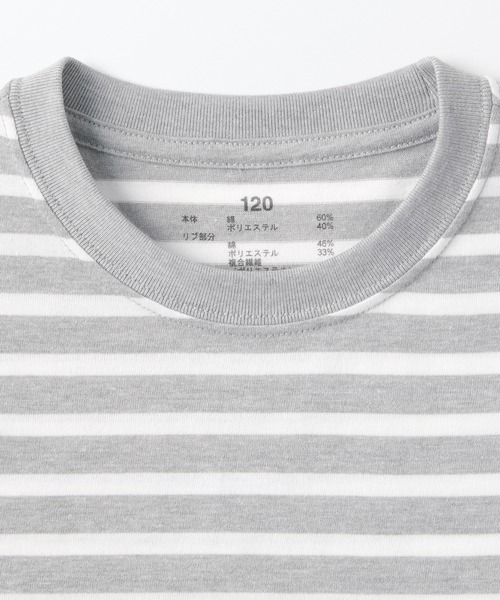 無印良品（ムジルシリョウヒン）の「キッズ　天竺編みクルーネック半袖Ｔシャツ　ボーダー（Tシャツ/カットソー・キッズ・ライトグレー系/ブラック系/カーキ系/イエロー系/ブルー系/パープル系/オレンジ系/グリーン系・110/120/130/140/150）」の22枚目の写真