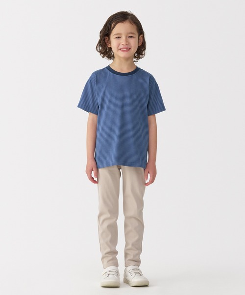 無印良品（ムジルシリョウヒン）の「キッズ　天竺編みクルーネック半袖Ｔシャツ　ボーダー（Tシャツ/カットソー・キッズ・ライトグレー系/ブラック系/カーキ系/イエロー系/ブルー系/パープル系/オレンジ系/グリーン系・110/120/130/140/150）」の16枚目の写真