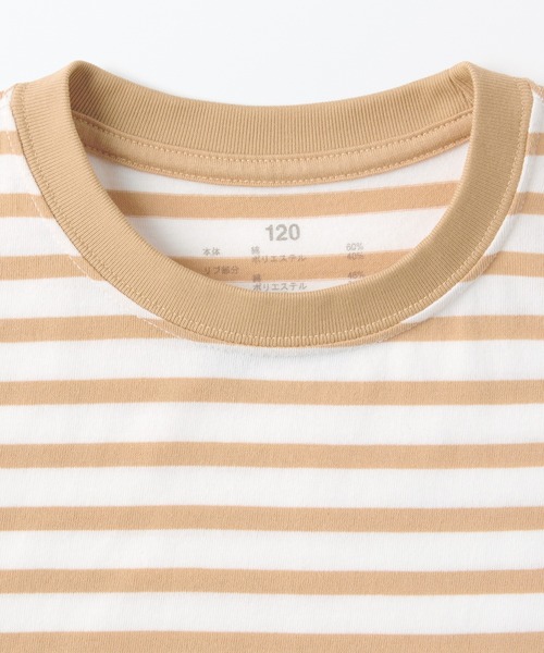 無印良品（ムジルシリョウヒン）の「キッズ　天竺編みクルーネック半袖Ｔシャツ　ボーダー（Tシャツ/カットソー・キッズ・ライトグレー系/ブラック系/カーキ系/イエロー系/ブルー系/パープル系/オレンジ系/グリーン系・110/120/130/140/150）」の11枚目の写真