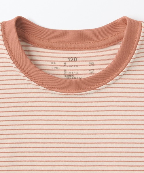 無印良品（ムジルシリョウヒン）の「キッズ　天竺編みクルーネック半袖Ｔシャツ　ボーダー（Tシャツ/カットソー・キッズ・ライトグレー系/ブラック系/カーキ系/イエロー系/ブルー系/パープル系/オレンジ系/グリーン系・110/120/130/140/150）」の13枚目の写真