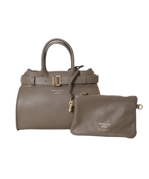 CHRISTIAN VILLA（クリスチャンヴィラ）の「CHRISTIAN VILLA / belted 2way bag(ベルト付き2wayバッグ 6241)（ショルダーバッグ・レディース・ホワイト/グレー・FREE）」の2枚目の写真