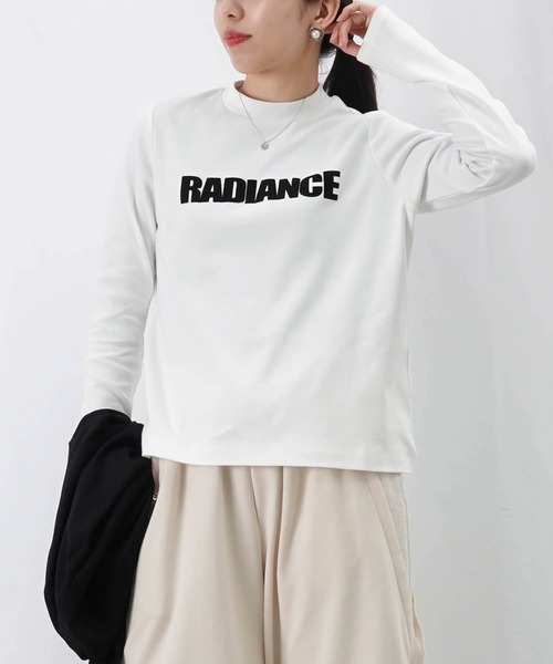 LUCA/LADY LUCK LUCA(ルカ/レディラックルカ)の「LC/LLL 40フライスロゴロンT/コットンフライスTシャツ(Tシャツ/カットソー・レディース・オートミール/ネイビー/オフホワイト・FREE)」の1枚目の写真