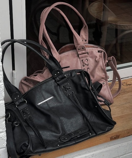 [FANCY CLUB] LEATHER BUCKLE SHOULDER バッグ★韓国★人気★ FANCY CLUB】BELTED WASHING COATING BAG / 【ファンシークラブ