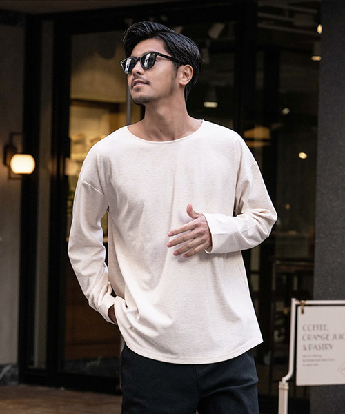 SILVER BULLET(シルバーバレット)の「『CavariA/キャバリア』ボートネック 長袖カットソー(Tシャツ/カットソー・メンズ・グレー/ベージュ/ブラック・L/M)」の3枚目の写真