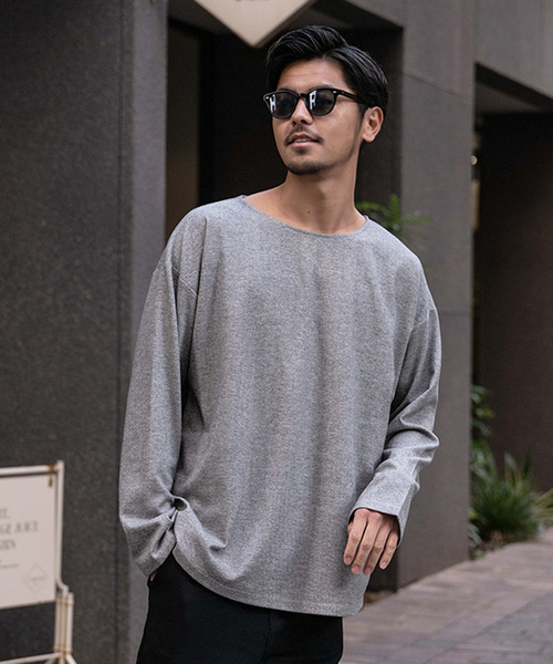 SILVER BULLET(シルバーバレット)の「『CavariA/キャバリア』ボートネック 長袖カットソー(Tシャツ/カットソー・メンズ・グレー/ベージュ/ブラック・L/M)」の2枚目の写真