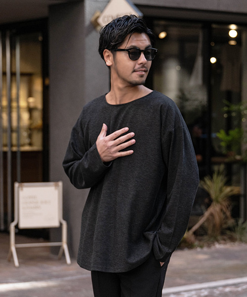 SILVER BULLET(シルバーバレット)の「『CavariA/キャバリア』ボートネック 長袖カットソー(Tシャツ/カットソー・メンズ・グレー/ベージュ/ブラック・L/M)」の5枚目の写真