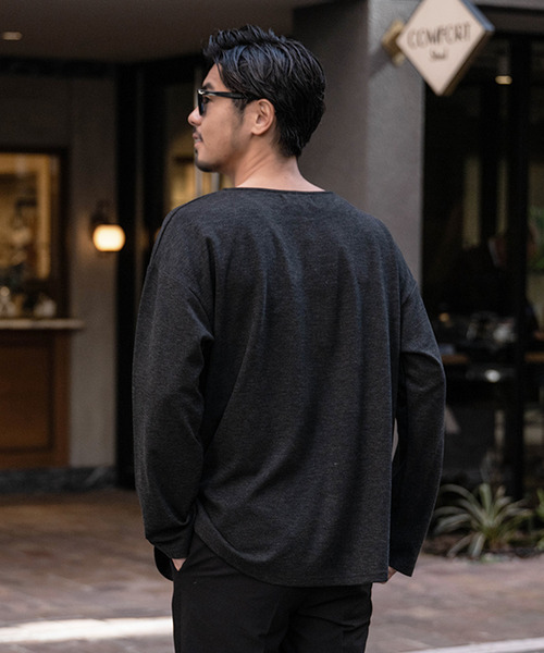 SILVER BULLET(シルバーバレット)の「『CavariA/キャバリア』ボートネック 長袖カットソー(Tシャツ/カットソー・メンズ・グレー/ベージュ/ブラック・L/M)」の7枚目の写真