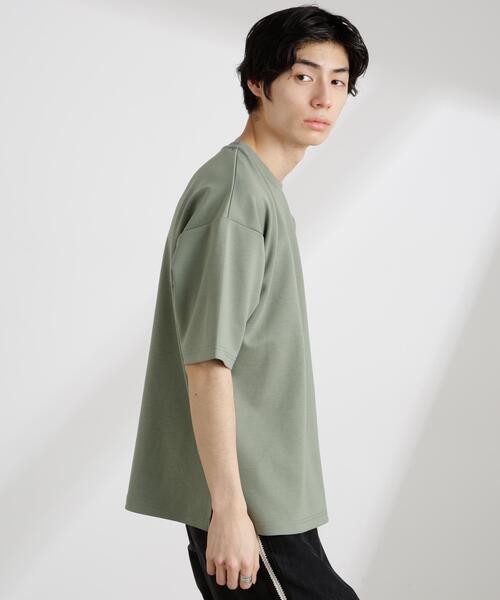 NANO universe(ナノユニバース)の「ワイドダンボールTシャツ 半袖(Tシャツ/カットソー・メンズ・グリーン系その他/スミクロ/ホワイト/ブルー・M/L/XL)」の4枚目の写真