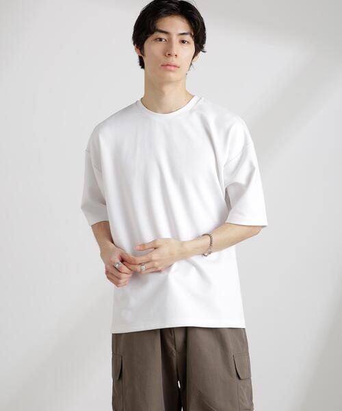 NANO universe(ナノユニバース)の「ワイドダンボールTシャツ 半袖(Tシャツ/カットソー・メンズ・グリーン系その他/スミクロ/ホワイト/ブルー・M/L/XL)」の2枚目の写真