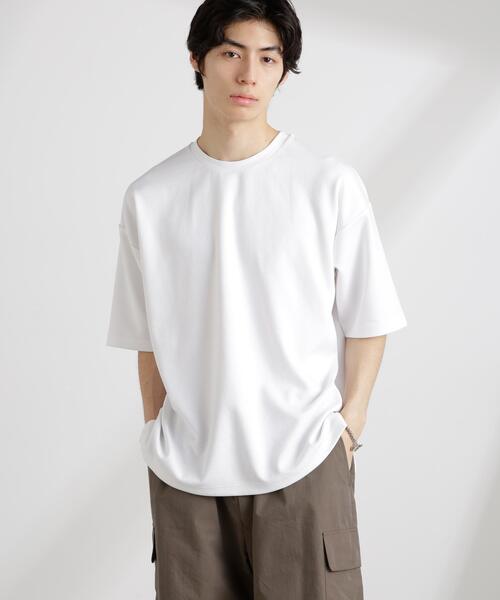 NANO universe(ナノユニバース)の「ワイドダンボールTシャツ 半袖(Tシャツ/カットソー・メンズ・グリーン系その他/スミクロ/ホワイト/ブルー・M/L/XL)」の16枚目の写真
