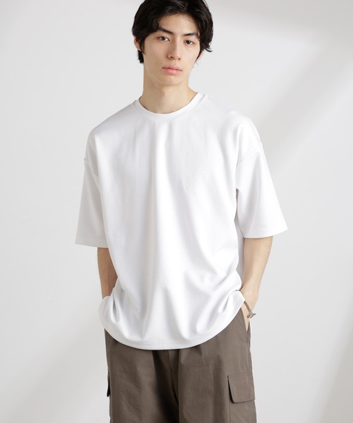 NANO universe（ナノユニバース）の「ワイドダンボールTシャツ 半袖（Tシャツ/カットソー・メンズ・グリーン系その他/スミクロ/ホワイト/ブルー・M/L/XL）」の9枚目の写真