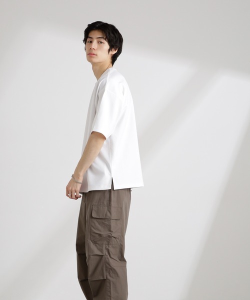 NANO universe（ナノユニバース）の「ワイドダンボールTシャツ 半袖（Tシャツ/カットソー・メンズ・グリーン系その他/スミクロ/ホワイト/ブルー・M/L/XL）」の13枚目の写真