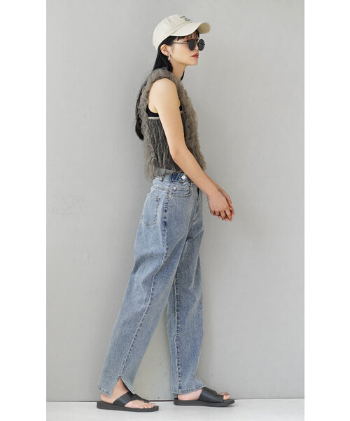 e-zakkamania stores（イーザッカマニアストアーズ）の「こっそりウエストゴム ストレッチデニムパンツ[サイドスリット]（デニムパンツ・レディース・ブルー/ライトブルー/ブラック系/ネイビー・S/L/LL/M）」の10枚目の写真