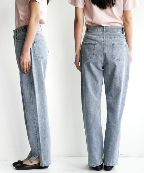 e-zakkamania stores（イーザッカマニアストアーズ）の「こっそりウエストゴム ストレッチデニムパンツ[サイドスリット]（デニムパンツ・レディース・ブルー/ライトブルー/ブラック系/ネイビー・S/L/LL/M）」の21枚目の写真