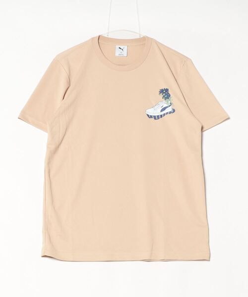 PUMA（プーマ）の「【別注】プーマ PUMA SS ポリ スニーカーグラフィック Tシャツ_ 限定コラボ（Tシャツ/カットソー・レディース・ベージュ/ネイビー/ブラック・S/M/L）」の2枚目の写真
