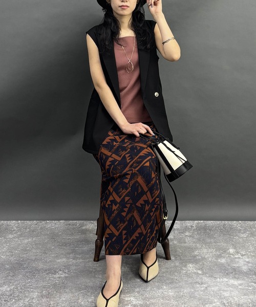 NICOLE white（ニコルホワイト）の「柄プリーツスカート（スカート・レディース・ブラック/ネイビー/その他1/その他2・FREE）」の7枚目の写真