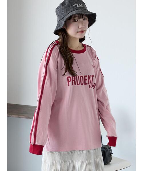 ehka sopo(エヘカソポ)の「袖ラインプリントロンT(Tシャツ/カットソー・レディース・ネイビー/オフホワイト/ピンク・F)」の3枚目の写真