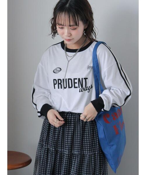 ehka sopo(エヘカソポ)の「袖ラインプリントロンT(Tシャツ/カットソー・レディース・ネイビー/オフホワイト/ピンク・F)」の5枚目の写真