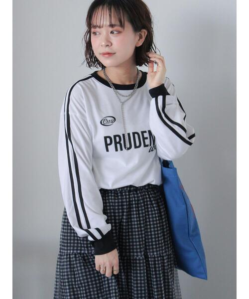 ehka sopo(エヘカソポ)の「袖ラインプリントロンT(Tシャツ/カットソー・レディース・ネイビー/オフホワイト/ピンク・F)」の6枚目の写真