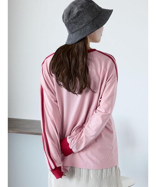 ehka sopo(エヘカソポ)の「袖ラインプリントロンT(Tシャツ/カットソー・レディース・ネイビー/オフホワイト/ピンク・F)」の17枚目の写真