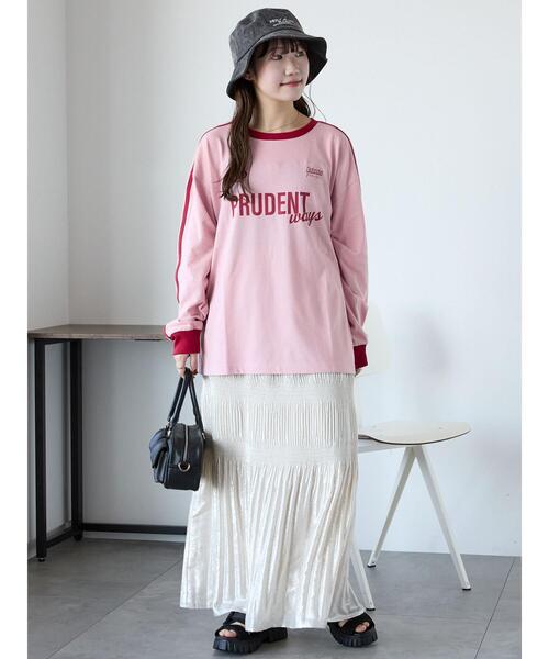 ehka sopo(エヘカソポ)の「袖ラインプリントロンT(Tシャツ/カットソー・レディース・ネイビー/オフホワイト/ピンク・F)」の19枚目の写真