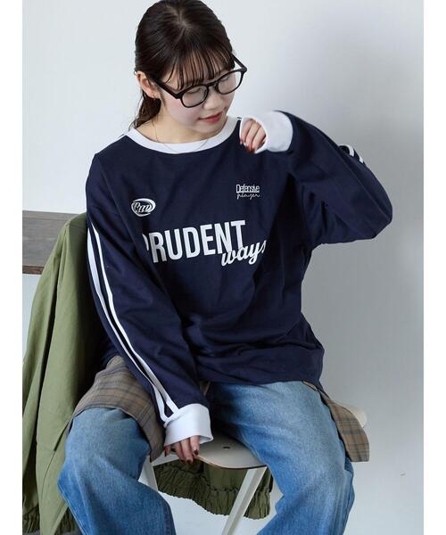 ehka sopo(エヘカソポ)の「袖ラインプリントロンT(Tシャツ/カットソー・レディース・ネイビー/オフホワイト/ピンク・F)」の22枚目の写真