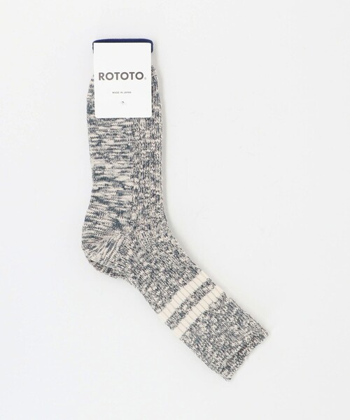 UNITED ARROWS(ユナイテッドアローズ)の「<ROTOTO> SLUB STRIPE SOCKS/ストライプ スラブソックス(ソックス/靴下・メンズ・ネイビー/ベージュ・FREE)」の5枚目の写真