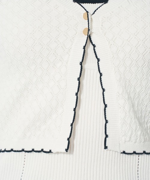 DEICY（デイシー）の「キャミセットアイレットカーディガン（ニット/セーター・レディース・オフホワイト/レッド/ピンクベージュ・FREE）」の5枚目の写真