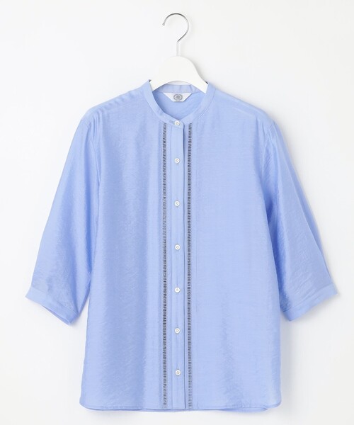 【WEB限定カラーあり・洗える】Sheer Vis リネン バンドカラー ブラウス J.PRESS｜【WEB限定カラーあり・洗える】Sheer Vis リネン