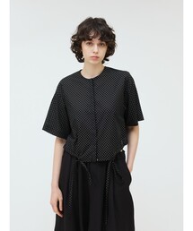 mizuiro ind ドットドローストリングシャツ