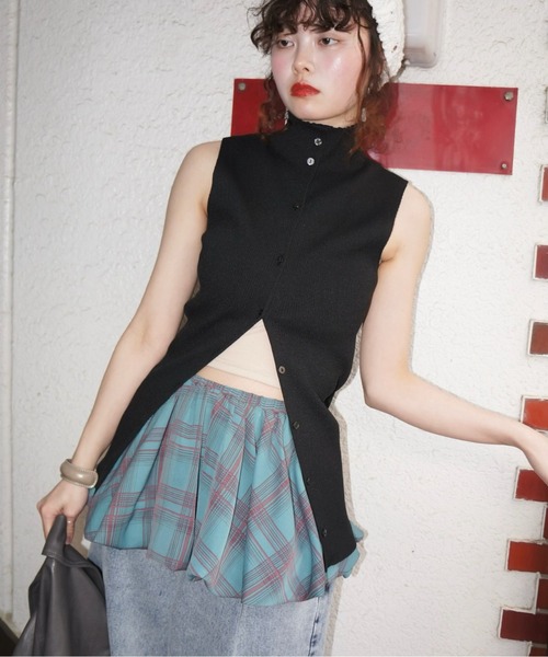 musubore(ムスボレ)の「sleeve-less summer knit cardigan / サマーニットカーディガン(カーディガン/ボレロ・レディース・ブラック/ピンク/ライトグリーン/パープル・FREE)」の15枚目の写真