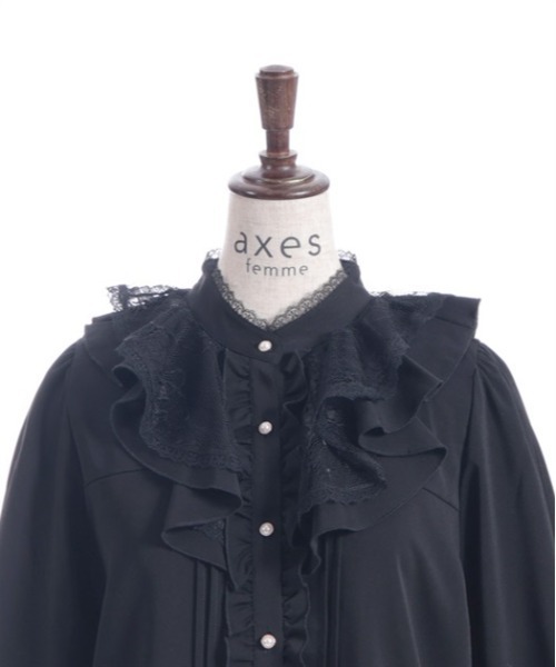 axes femme(アクシーズファム)の「ピンタック使フリルブラウス(シャツ/ブラウス・レディース・ピンク/ブラック/ホワイト・FREE)」の18枚目の写真