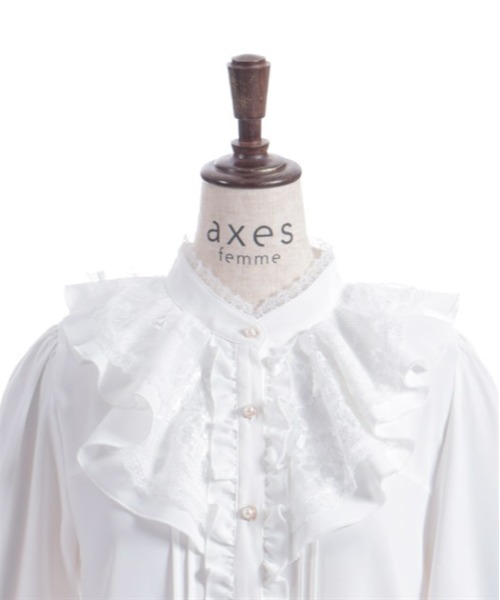 axes femme(アクシーズファム)の「ピンタック使フリルブラウス(シャツ/ブラウス・レディース・ピンク/ブラック/ホワイト・FREE)」の14枚目の写真