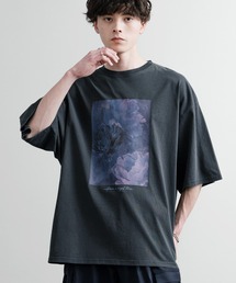 オーバーサイズピグメント花柄プリント半袖Tシャツ