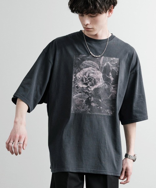 オーバーサイズピグメント花柄プリント半袖Tシャツ（Tシャツ