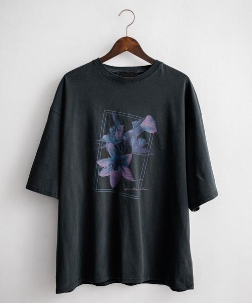 Rocky Monroe(ロッキーモンロー)の「オーバーサイズピグメント花柄プリント半袖Tシャツ(Tシャツ/カットソー・メンズ・チャコール/ブラック系/ブラック系1/ブラック系2/グレー系/グレー系1/グレー系2/ブラック・M/L)」の12枚目の写真